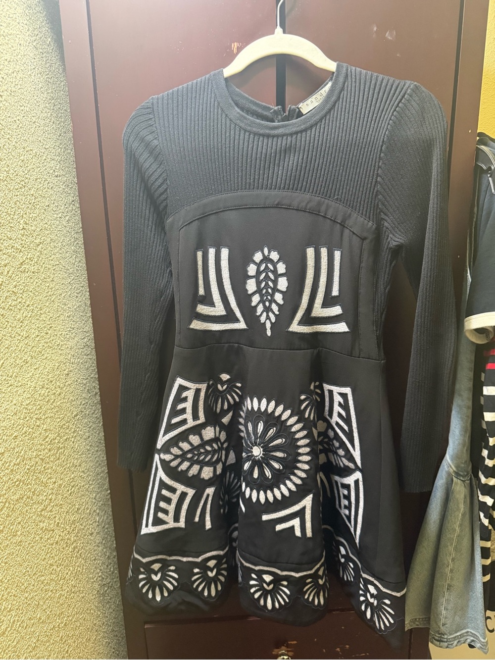 Black Embroidered Mini Dress - Brand:
